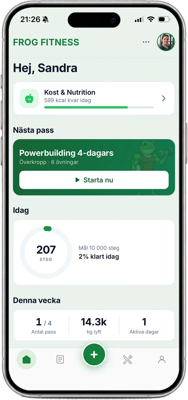 Program i Frog Fitness-appen